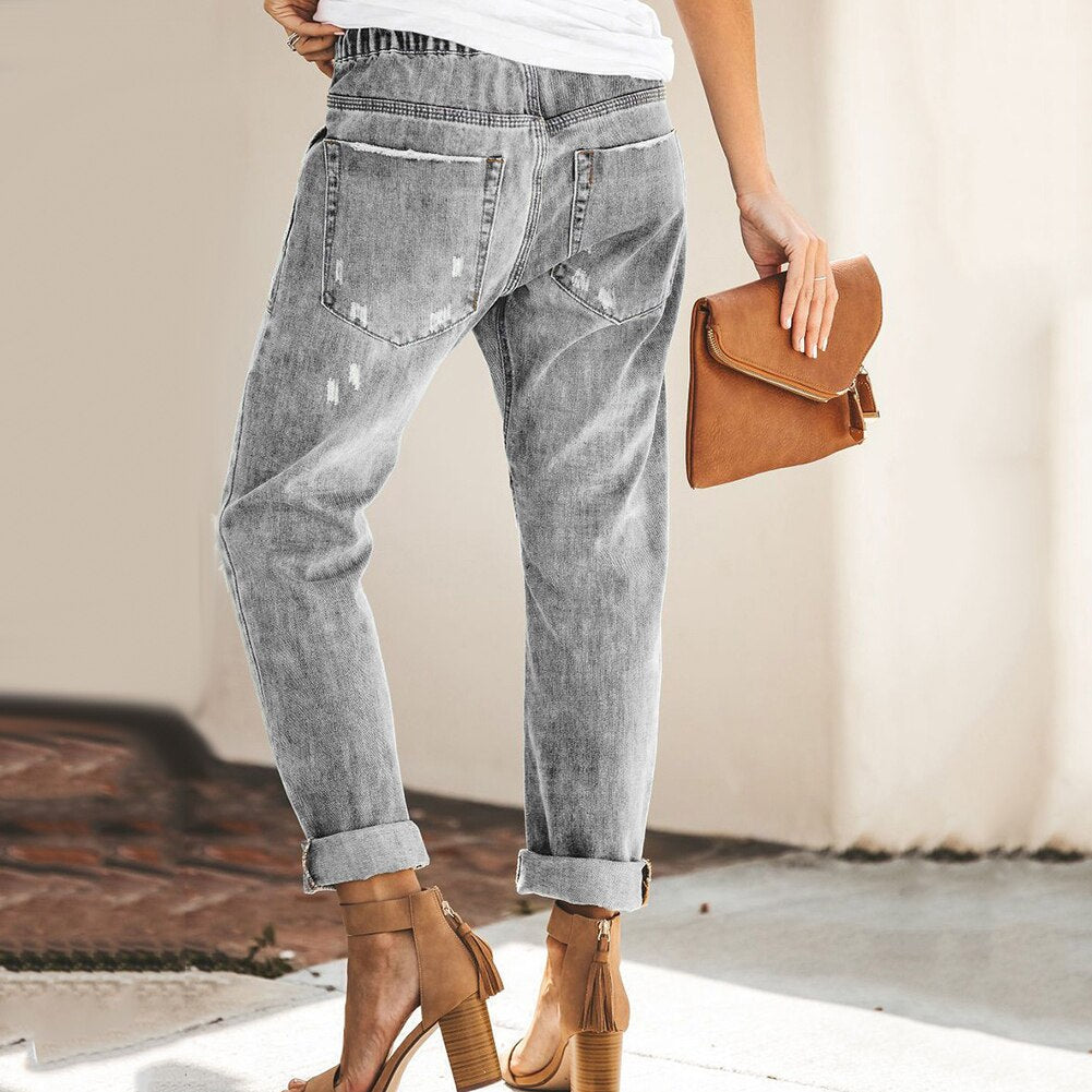Livane - Modieuze jeans met riem en trekkoord