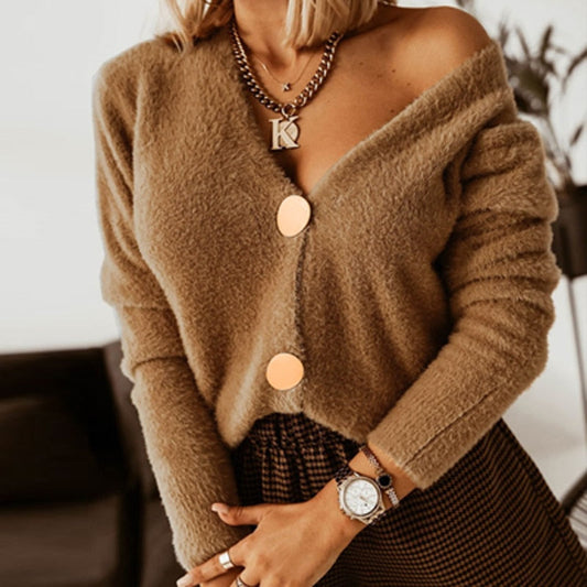 Corinne - Gebreide trui met grote knopen
